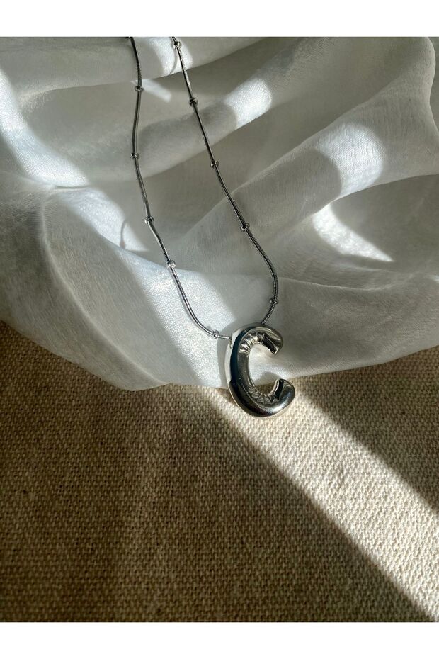 C Balon Çelik Harf Kolye - 2