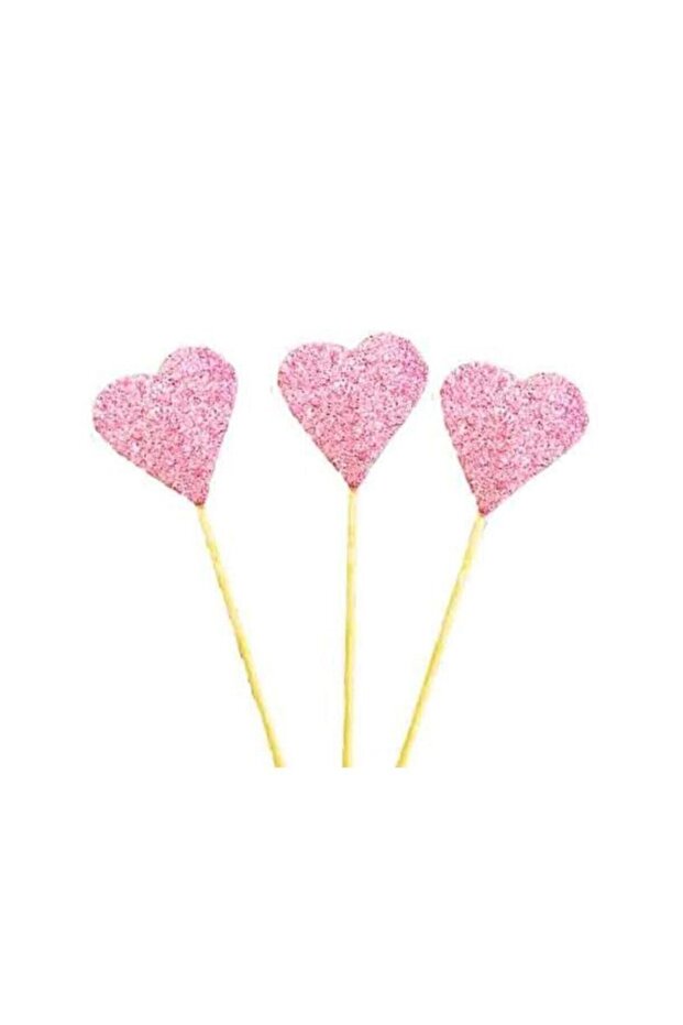 Pink Glitter Heart Eva Toothpicks 12 Pieces