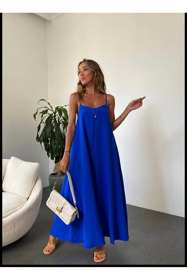 Saks Ayrobin Long Dress with Adjustable Straps - 7033