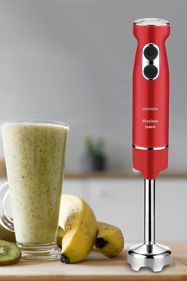 Maximix Kırmızı 1000 Watt 4 Bıçaklı Paslanmaz Çelik Turbo Hız Ayarlı El Blender - 7