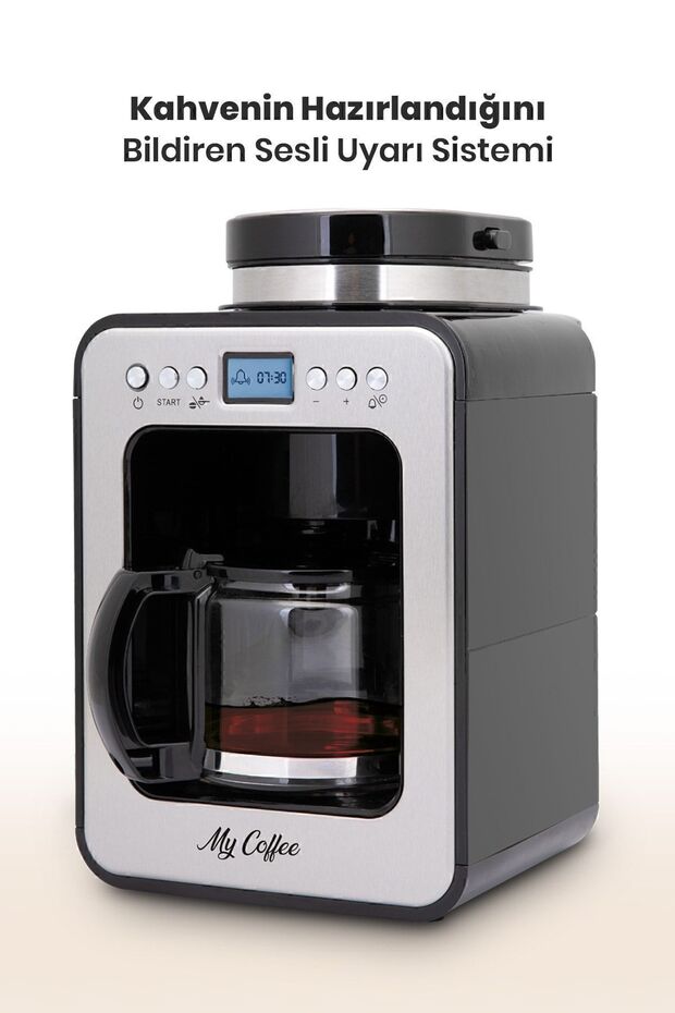 Wake Up Dijital Zaman Ayarlı 2 in 1 Öğütücülü Filtre Kahve Makinesi - 3