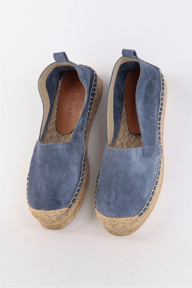 Best Kot Mavi Süet Kadın Espadril Ayakkabı - 6