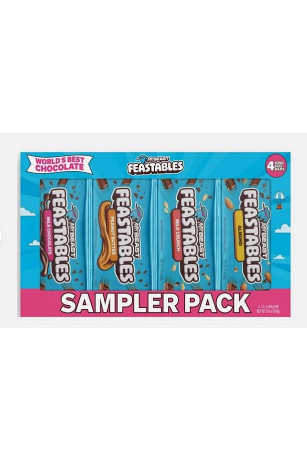 Mr Beast Feastables Sampler Pack 4 Kıng Size Bars 60 GR x 4 Adet Çikolata 240 gr - 1
