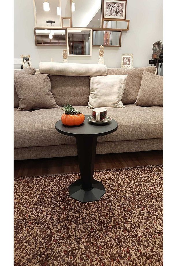 Tekli Piramit Yan Sehpa Ahşap Mdf Siyah 55 Cm Gd-m0101-2 - 2