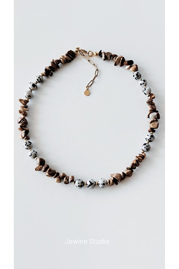 Real Natural Stone Dalmatian Jasper and Tree Jasper Women's Design Necklace
