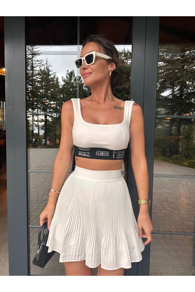 Piliseli İçi Şortlu Kadın Etek - 6