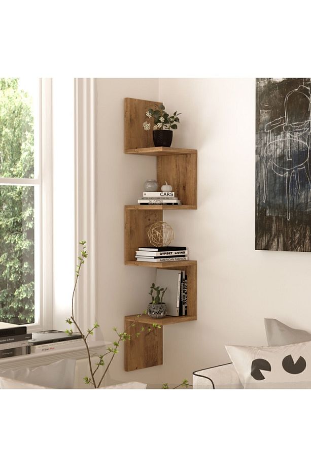Shelf R9 Modern Duvar Rafı Kitaplık Atlantik Çam - 1