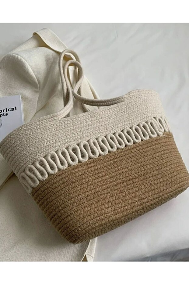 Jute Beach Bag - Straw Look, Handle and Handbag - 3