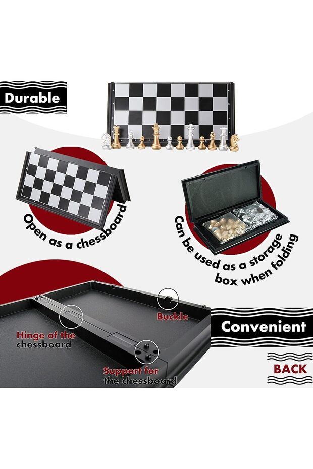 Mıknatıslı Satranç Takımı Manyetik Satranç Chess Set 24cm2 - 5