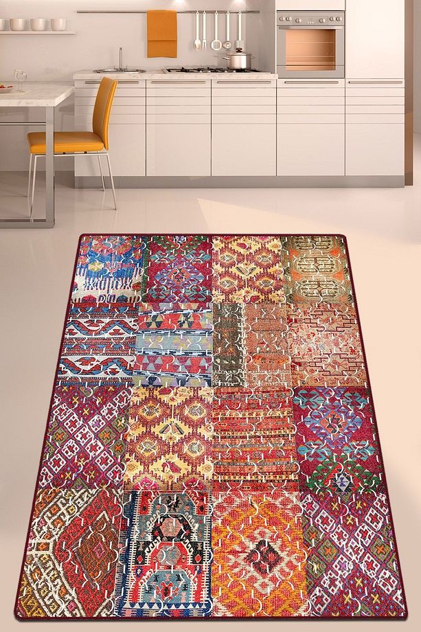 Eclectic Mutfak Halısı Makinede Yıkanabilir Kaymaz Tabanlı Mutfak Halısı Djth - 1