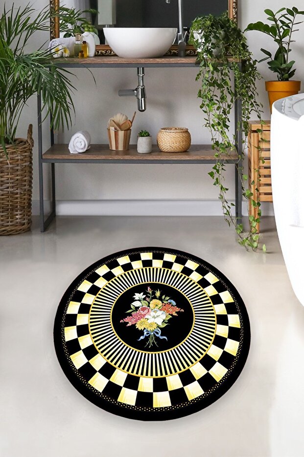 Quadratıc Diameter 120X120 cm Bathroom Rug Bath Mat