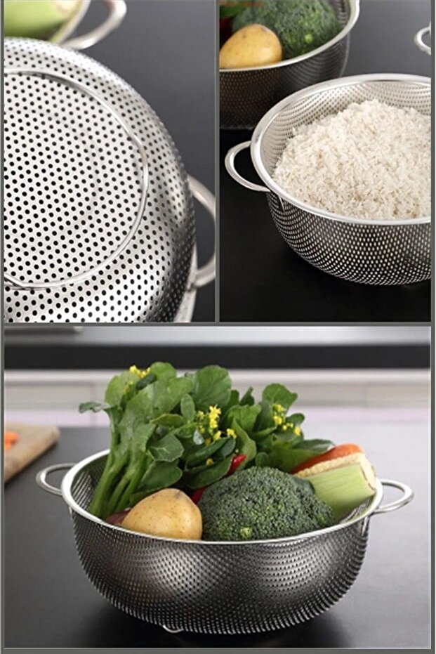 23 cm Metal Strainer, Food Strainer, Pasta Strainer, Metal Perforated Strainer