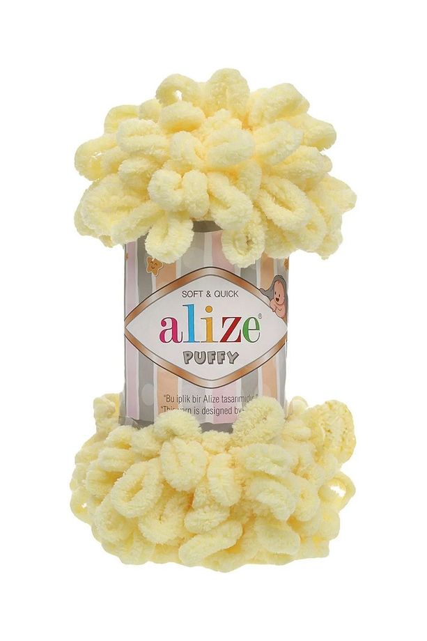 Puffy 5'li Paket (5X100GR) El Örgü Ipi (13 Açık Sarı) - 2