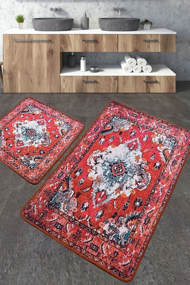 Authentic Bathroom Rug Set of 2 Bathroom Rug Mat Washable Non-Slip