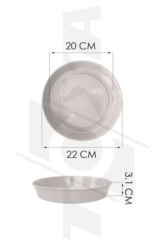 Saksı Tabağı 22cm Klasik Tabak No9 Tabak Kahve Serinova Parlak Plastik Altlık - 2