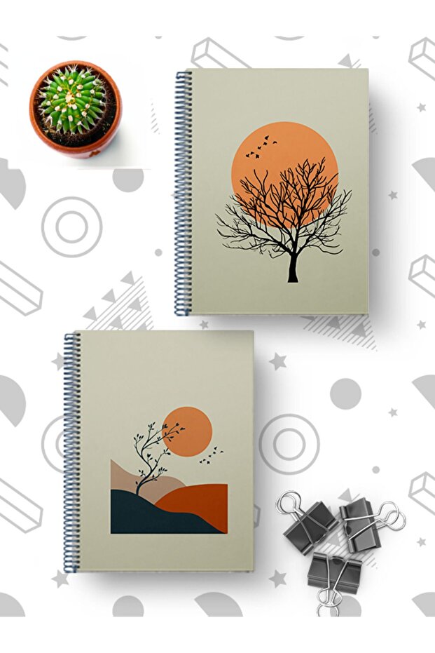 A5 Size Striped Spiral School Notebook - 60 Sheets Set of 2