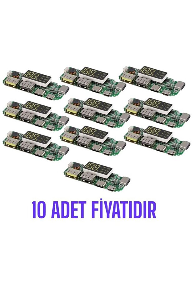 وحدة باور بانك مزدوجة USB 5V 2.4A مع مصابيح LED من نوع Micro Type-C - 10 قطع