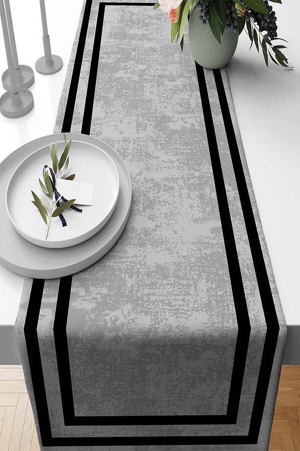 40x140cm Dokuma Leke Tutmaz Premium Tay Tüyü Kumaş Masa Örtüsü Runner Vintage Klasik Kenarlı Rnr214 - 1