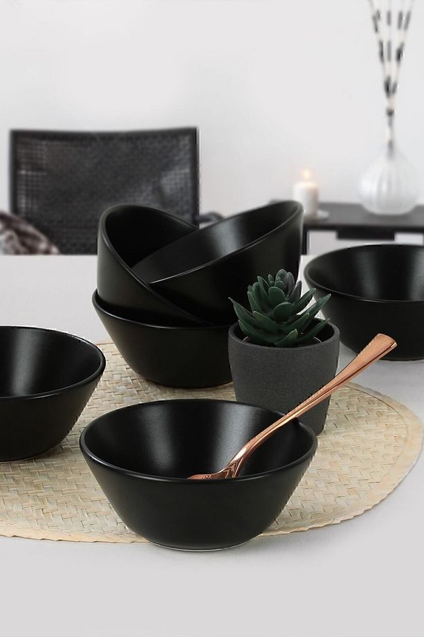 Mat Siyah Hitit Çorba Kasesi 14 Cm 6 Adet - 2