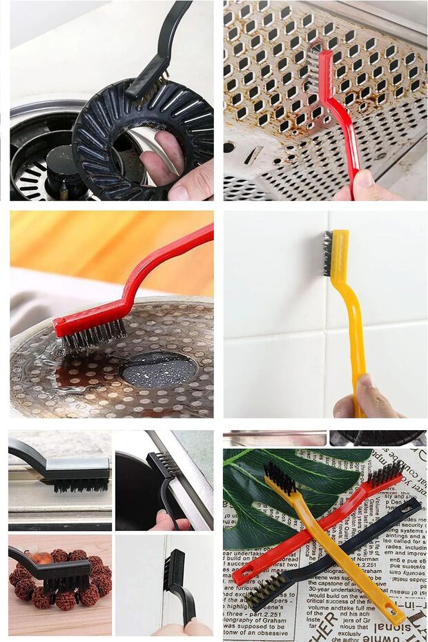 Hotplate Natural Gas Sink Detailed Cleaning Plastic Handle 3-Piece Copper Wire Mini Cleaning Brush