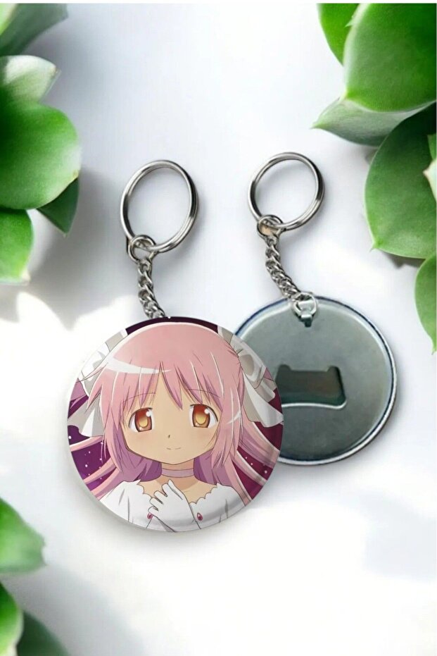 Big Size Puella Magi Madoka Magica Anime Button Opener Badge Keychain 58 mm