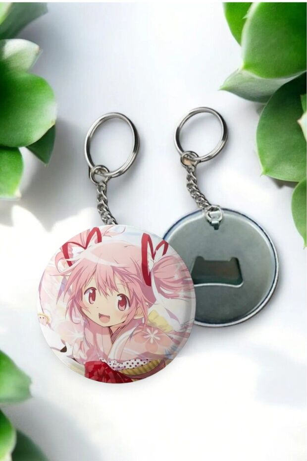 Large Size Puella Magi Madoka Magica Anime Button Opener Badge Keychain 58 mm