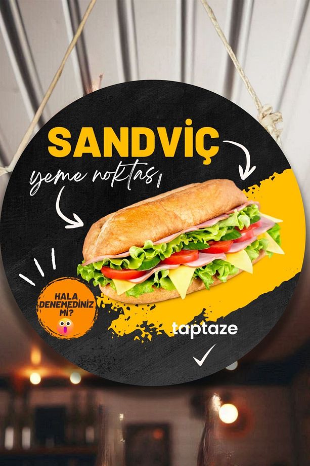 Sandviç Salonu Için Duvar, Kapı, Çift Taraflı Askılı Pano Karşılama Tabelası, Cafe Büfe Süs Dekor - 1