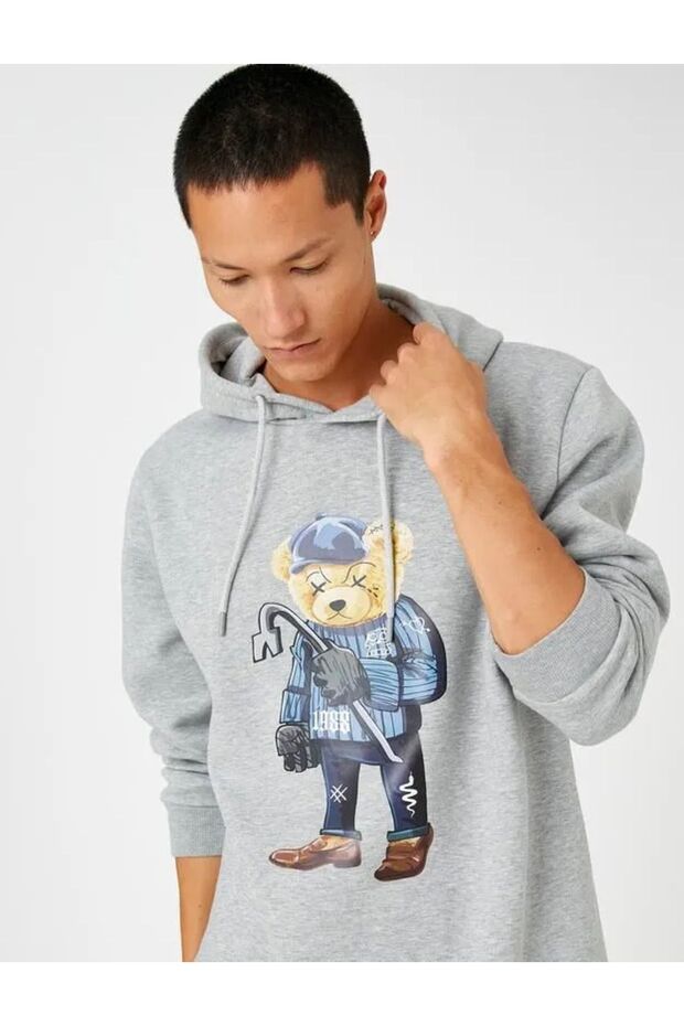 Erkek Basic Kapşonlu Sweat - 1