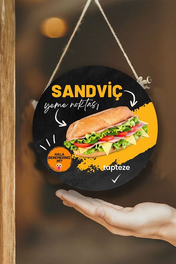 Sandviç Salonu Için Duvar, Kapı, Çift Taraflı Askılı Pano Karşılama Tabelası, Cafe Büfe Süs Dekor - 3