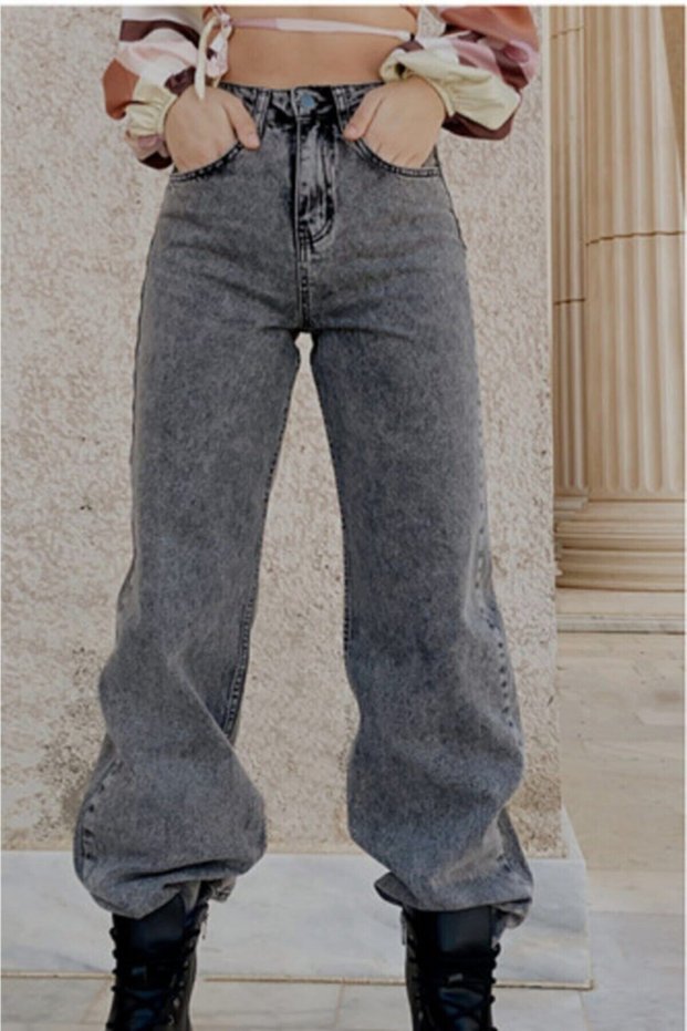 Gold Ikon 90's Smoked Lycra Super Extra High Waist Palazzo Loose Jean Trousers