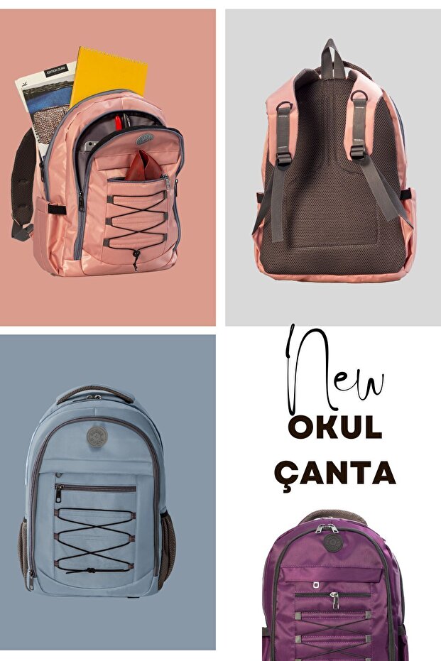 حقيبة ظهر مدرسية مقاومة للماء باللون الكاكي - 7509 - 4