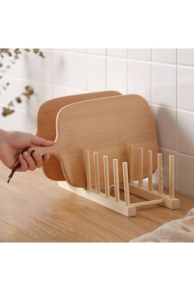 Diy储物柜竹沥水架木制盘子架碗碟架厨房收纳架盘子/切割盘... - 3