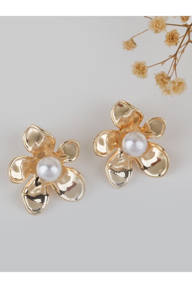Flower Women's Earrings with Pearls