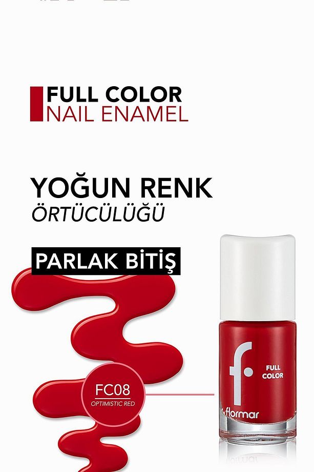 Yoğun Pigmentli Parlak Oje- Full Color Nail Enamel- Fc08 Optımıstıc Red -8690604310449 - 6