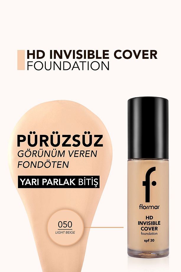 Doğal Bitişli Fondöten- Invisible Cover Hd Fdt. - 050 Light Beige - 8682536059053 - 5
