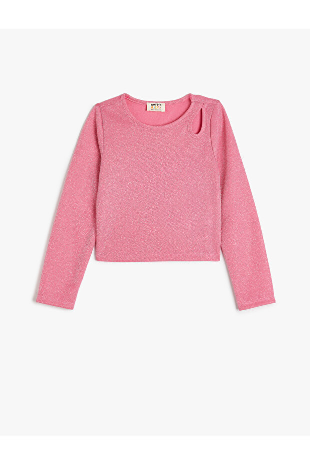 Blouse with Long Sleeves, Round Neck and Window Detail