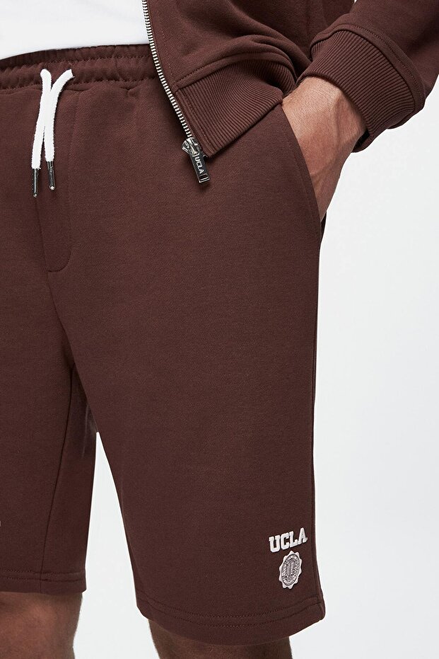 RANDY Kahve Baskılı Standard Fit Erkek Örme Şort - 3