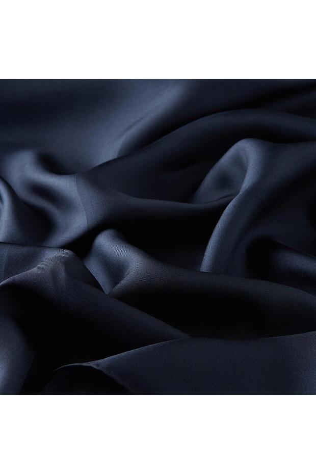 Eșarfă din mătase twill simplă - bleumarin - 2