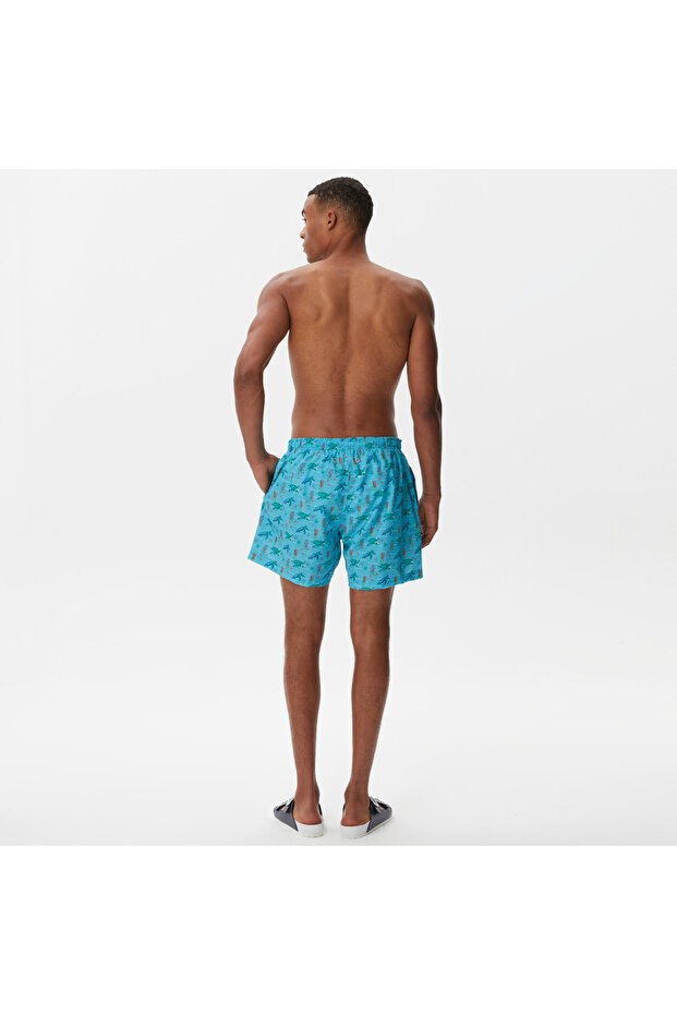 Erkek Mavi Baskılı Deniz Şortu - 2