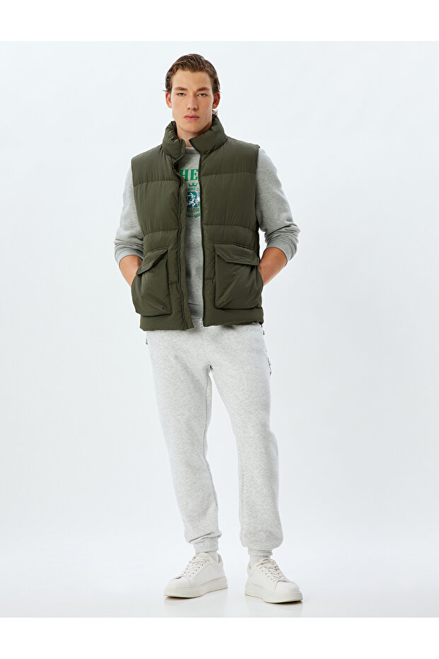 Cotton Blend Fleece-Lined Winter Sweatpants with Zippered Pockets and Lace-Up Waist