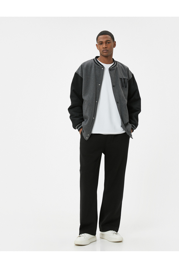 Winter Sweatpants with Pocket Detail Fleece-Lined