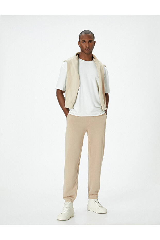 Jogger Sweatpants with Lace Waist Pocket Detail and Ribbon