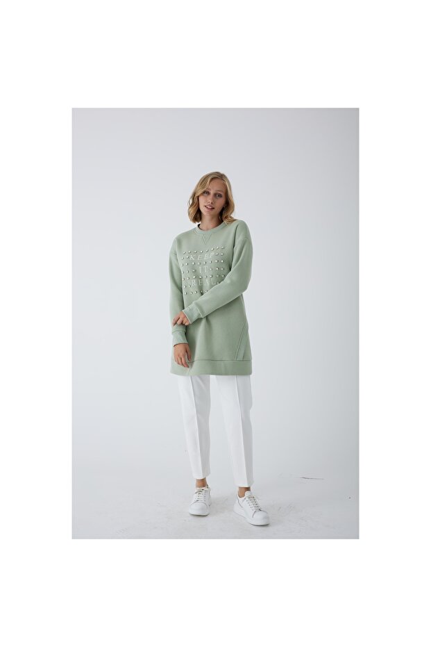 PEARLED TUNIC WITH STONE WRITTING INSIDE - 2