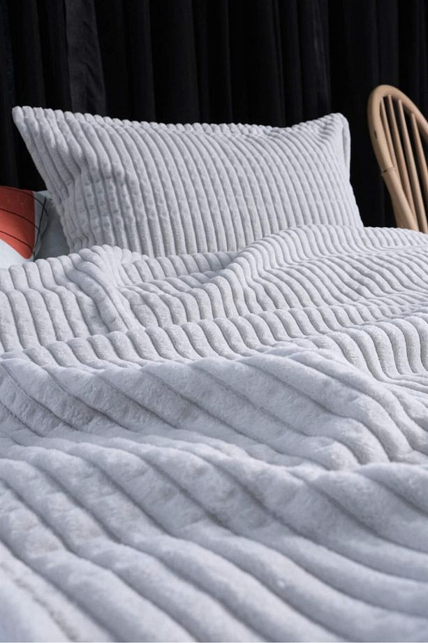 Merinos Modern Line 2 Parça Tek Kişilik Battaniye Seti - Gri - 2