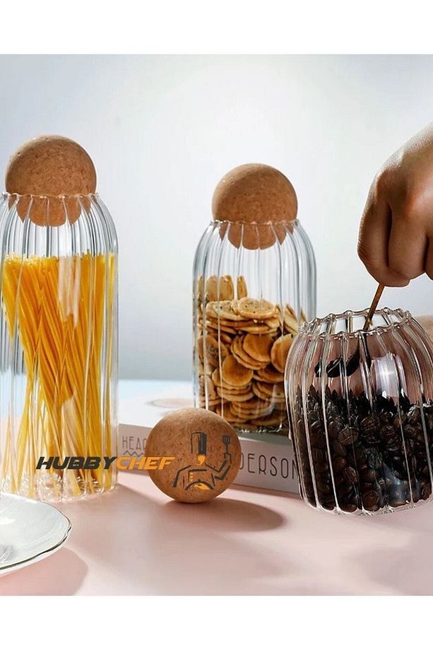 Cam Kavanoz Mantar Top Kapaklı Kavanoz 3lü Set - 5