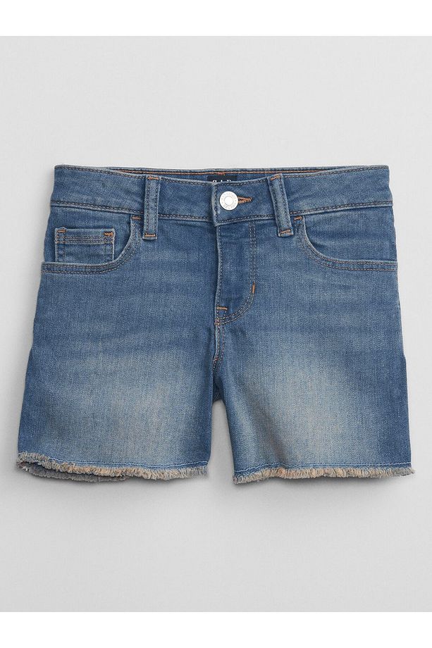 Kız Çocuk Mavi Mid Rise Midi Denim Şort - 2