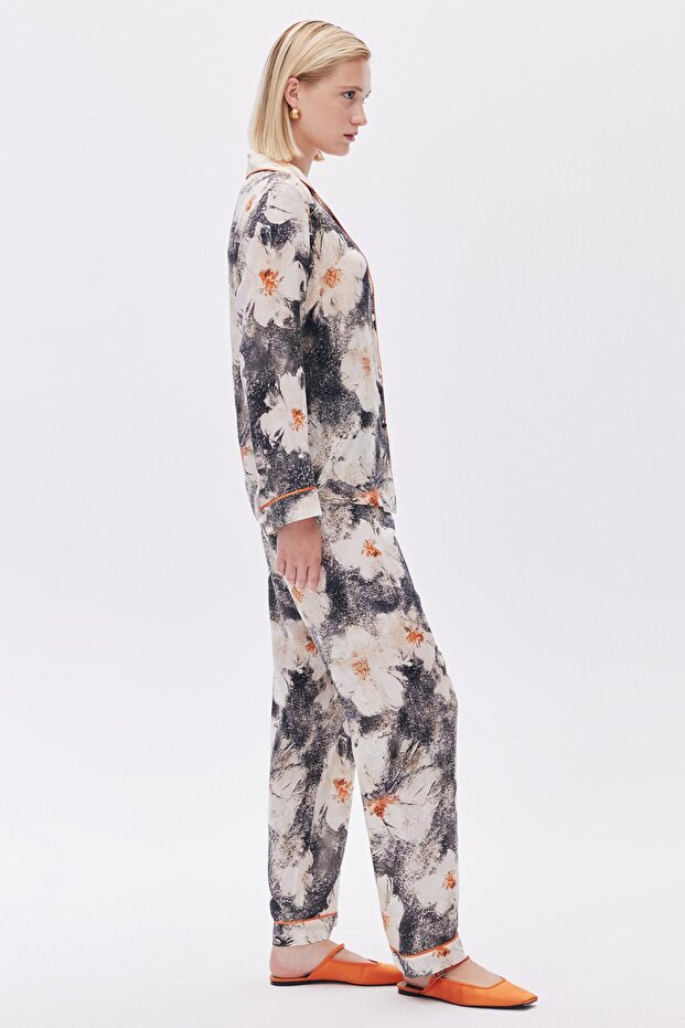 Long Viscose Pajama Set -ElyPatterned - 3