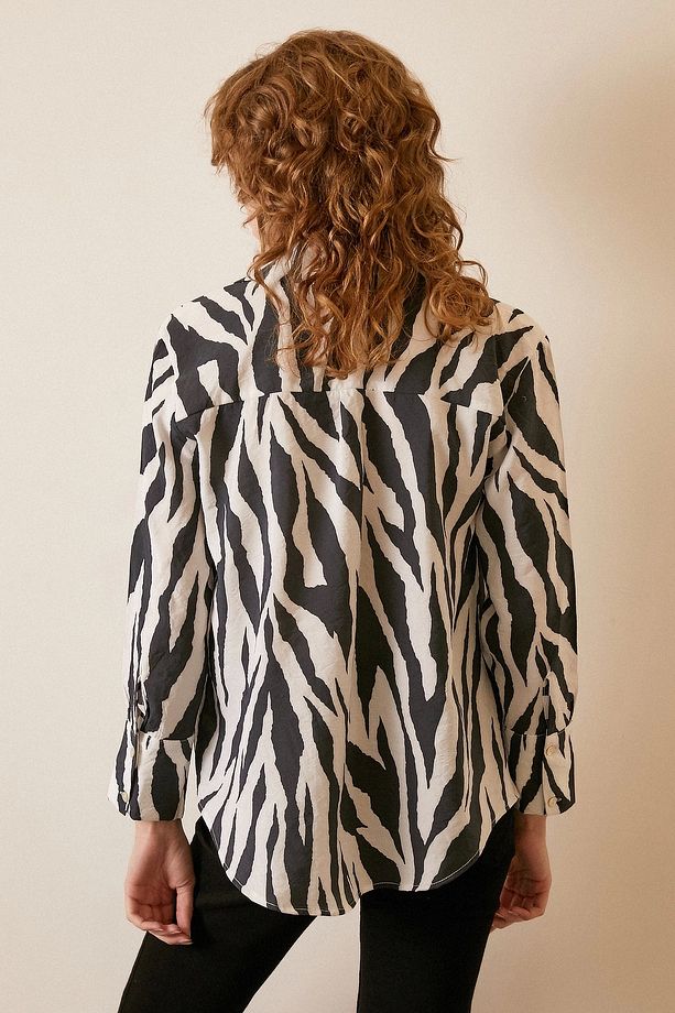 Zebra Desen Modal Gömlek Zebra Desen/Siyah - 2
