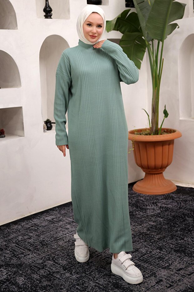 Fitilli Triko Elbise Mint HM2247 - 2
