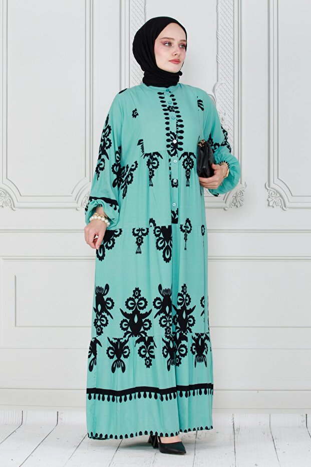 Rochie Viscon Verde Menta - Decolteu Si Robe - 3